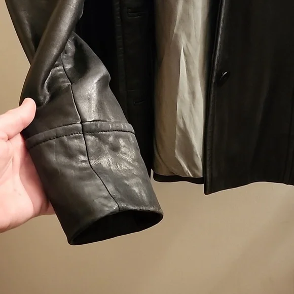 Leather Jacket, black, men's size small